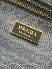 PRADA 25S LUX SOFT BAG 42 IN GRAY GLOSSY CALFSKIN GOLD HARDWRE