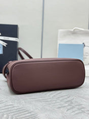 PRADA 25S BUCKLE SMALL HANDBAG 32 IN RICH BROWN CALFSKIN GOLD HARDWRE