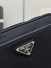 PRADA 25S SHOULDER BAG 24 IN BLACK RE-NYLON SILVER HARDWARE