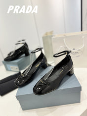 PRA NAPPA MARY JANE PUMPS GLOSSY BLACK LAMBSKIN