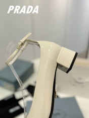 Pra Pumps 40 Square Sole White Patent Leather