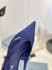 PRA STRAP CUT-OUT PUMPS NAVY SATIN