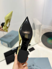 PRA STRAP CUT-OUT PUMPS PASTEL YELLOW CALFSKIN