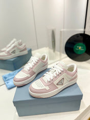 PRA DOWNTOWN PERFORATED SNEAKERS WHITE AND BLUSH CALFSKIN