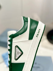 PRA DOWNTOWN PERFORATED SNEAKERS WHITE AND GREEN CALFSKIN