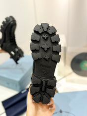 PRA MONOLITH BRUSHED AND RE-NYLON BOOTS WITH POUCH TWINKLE BLACK CALFSKIN