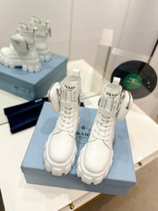 PRA MONOLITH BRUSHED AND RE-NYLON BOOTS WITH POUCH WHITE CALFSKIN