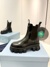 PRA MONOLITH BRUSHED LEATHER BOOTIES BLACK