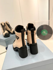 PRA BRUSHED LEATHER AND RE-NYLON LACED BOOTIES PASTEL PINK