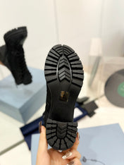 PRA BRUSHED LEATHER AND RE-NYLON LACED BOOTIES BLACK