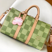 KEEPALL BANDOULIÈRE 34 BAG IN GREEN DAMIER GOLF COATED CANVAS