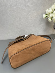 SMALL TOTE BAG WITH BELT 32 IN RUSSET BROWN SUEDE