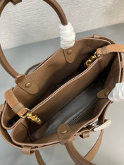 SMALL TOTE BAG WITH BELT 32 IN RUSSET BROWN SUEDE