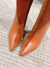 HILONA 6 CM BOOTS IN BRONZE BROWN CALFSKIN AND SUEDE