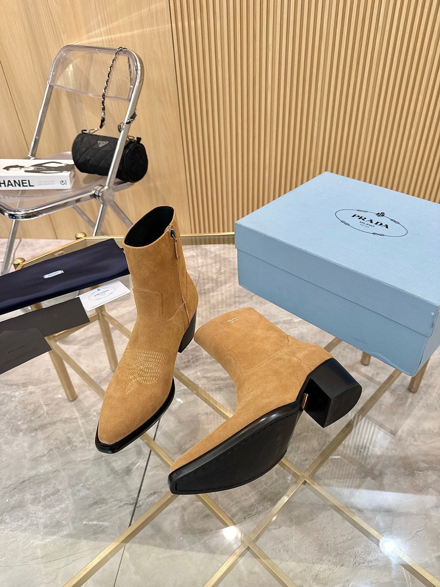 PRA ANKLE BOOTS IN TAN BROWN SUEDE