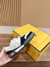 FENDI MATCH TRAINER IN BLACK MIX WHITE CALFSKIN AND HIGH-DENSIITY FABRIC