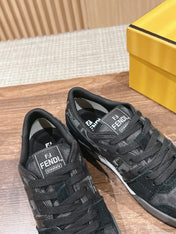 FENDI MATCH TRAINER IN BLACK CALFSKIN AND HIGH-DENSIITY FABRIC