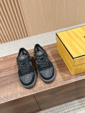 FENDI MATCH TRAINER IN BLACK CALFSKIN AND HIGH-DENSIITY FABRIC