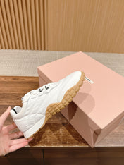 RUNNING SNEAKERS IN WHITE LAMBSKIN AND FABRIC ANTI-SLIP RUBBER SOLE