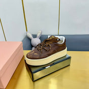 THICK-SOLED RETRO SNEAKERS IN BROWN SMOOTH LAMBSKIN