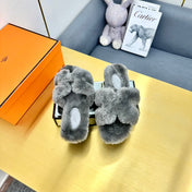 0RAN SHEARLING SANDALS SMOKE GRAY