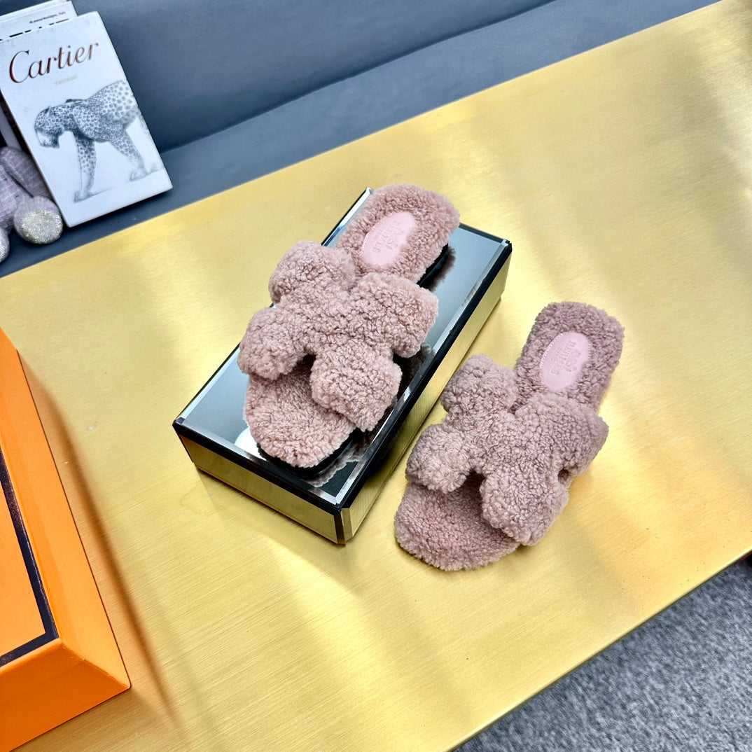 0RAN SHEARLING SANDALS DUSTY PINK