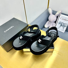 GROSGRAIN SANDAL IN BLACK VELVET