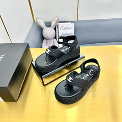 GROSGRAIN SANDAL IN BLACK FABRIC