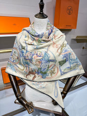 HERMES 25S SCARF 136 IN SILK CASHMERE 989710