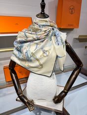 HERMES 25S SCARF 136 IN SILK CASHMERE 989710