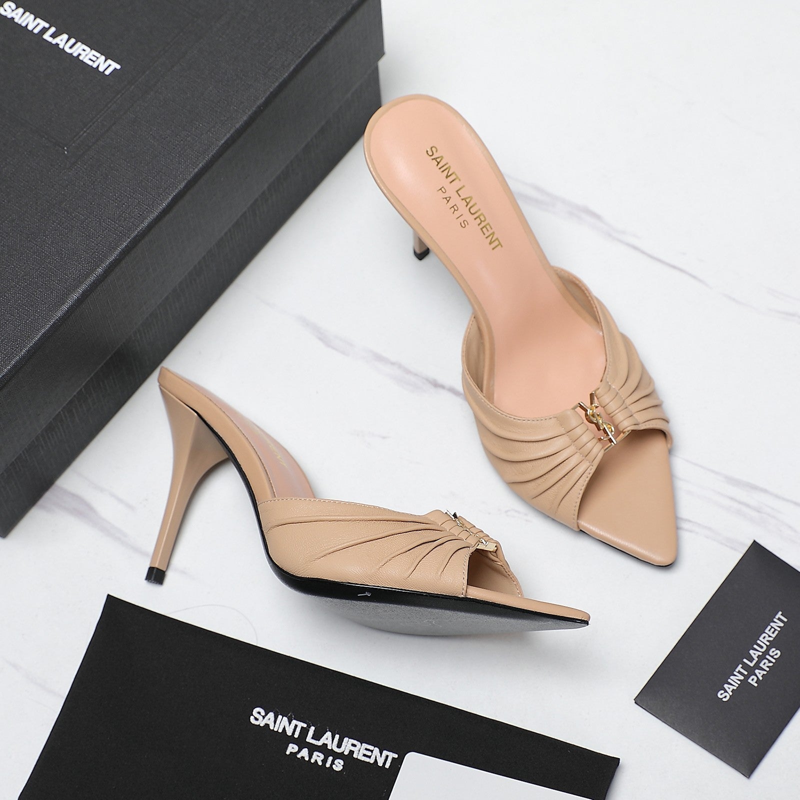 YSL HIGH HEEL 100 MM IN BEIGE CALFSKIN