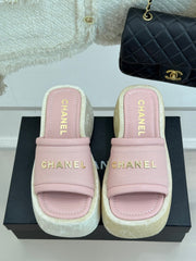 PLATFORM SLIPPERS IN BABY PINK LAMBSKIN