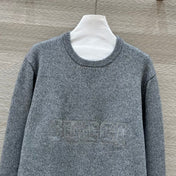 Gucci 25 Embroidered Pullover Sweater Gray Wool
