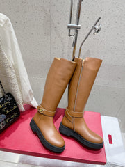 VALENTINO 25S KNEE-HIGH BOOTS IN BROWN CALFSKIN STYLE 8