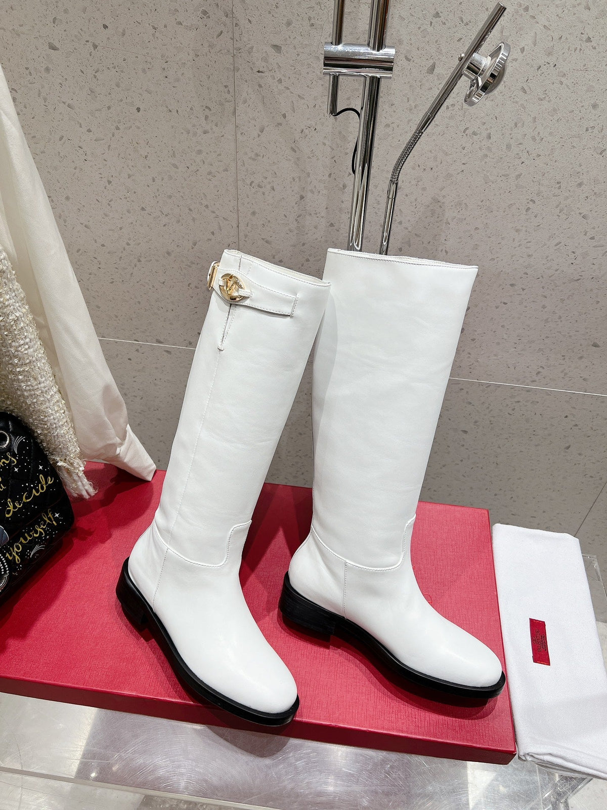 VALENTINO 25S KNEE-HIGH BOOTS IN WHITE CALFSKIN STYLE 6