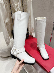 VALENTINO 25S KNEE-HIGH BOOTS IN WHITE CALFSKIN STYLE 3