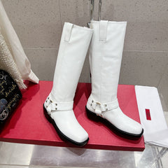 VALENTINO 25S KNEE-HIGH BOOTS IN WHITE CALFSKIN STYLE 3