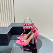 ALAIA HIGH HEEL SANDAL 10 CM IN ROSE PINK SUEDE
