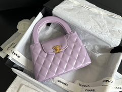 CHANEL VINTAGE KELLY 25S 19 CM IN PURPLE LAMBSKIN WITH GOLD HARDWARE