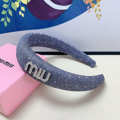 DENIM HEADBAND PIGEON BLUE WITH CRYSTALS 164215