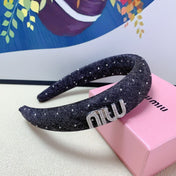 DENIM HEADBAND BLACK WITH CRYSTALS 164215