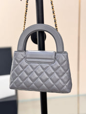 CHANEL 25S KELLY 19 CM IN DARK GREY LAMBSKIN WITH GOLD HARDWARE