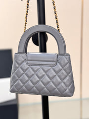 CHANEL 25S KELLY 19 CM IN DARK GREY LAMBSKIN WITH GOLD HARDWARE