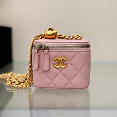 CHANEL 25S MINI VANITY BAG 11 CM IN LIGHT PINK LAMBSKIN WITH GOLD HARDWARE