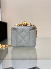 CHANEL 25S MINI VANITY BAG 11 CM IN GREY LAMBSKIN WITH GOLD HARDWARE