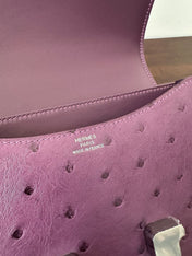 CONSTANCE 18 PURPLE OSTRICH SILVER HARDWARE