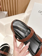 MAUD SANDAL WITH TRIOMPHE IN RUST BROWN CALFSKIN