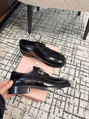 SQUARE TOE OXFORD IN BLACK SHINY CALFSKIN