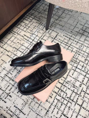 SQUARE TOE OXFORD IN BLACK SHINY CALFSKIN