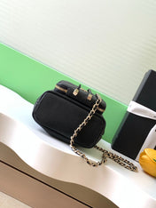 CHANEL 25S MINI BUCKET BAG 12 IN BLACK CALFSKIN GOLD HARDWARE